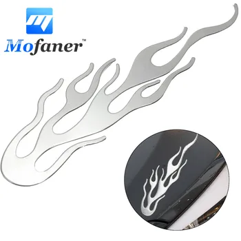 

Mofaner 3D Vinyl Motorcycle Motor Decal Stickers Raging Flames Motorbike Decals Chrome