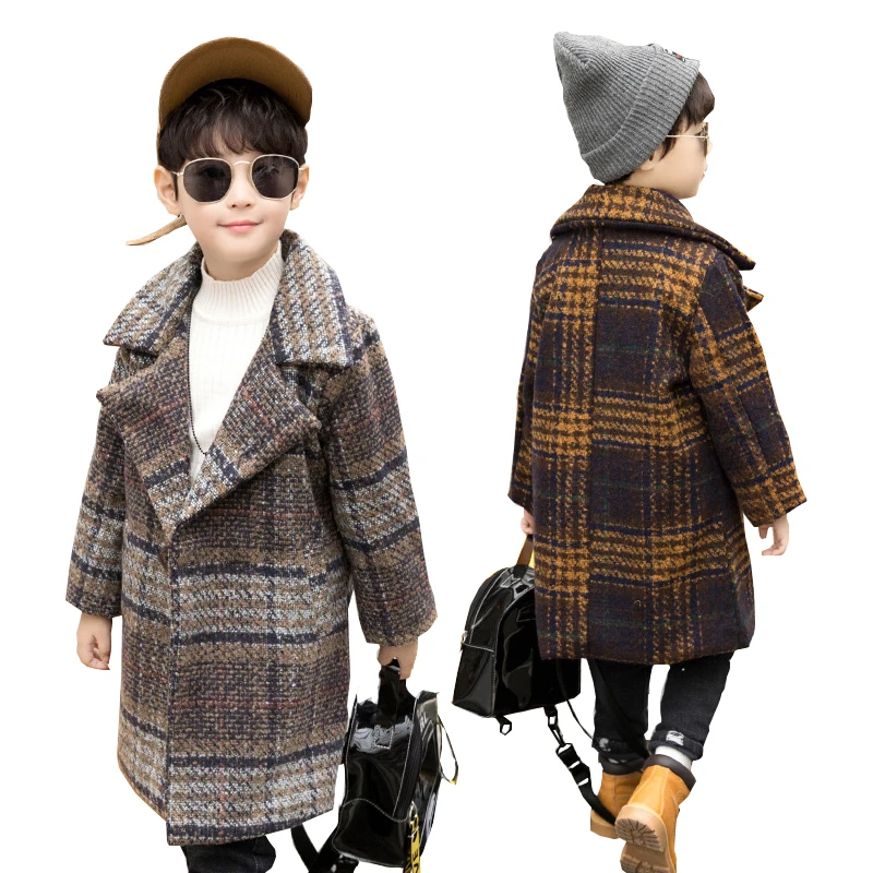 

Teen Boys Wool Coats Winter Boys Clothes Plaid Jackets Children Clothing Outerwear 8 10 years Kids Jackets Boys Autumn Long Coat