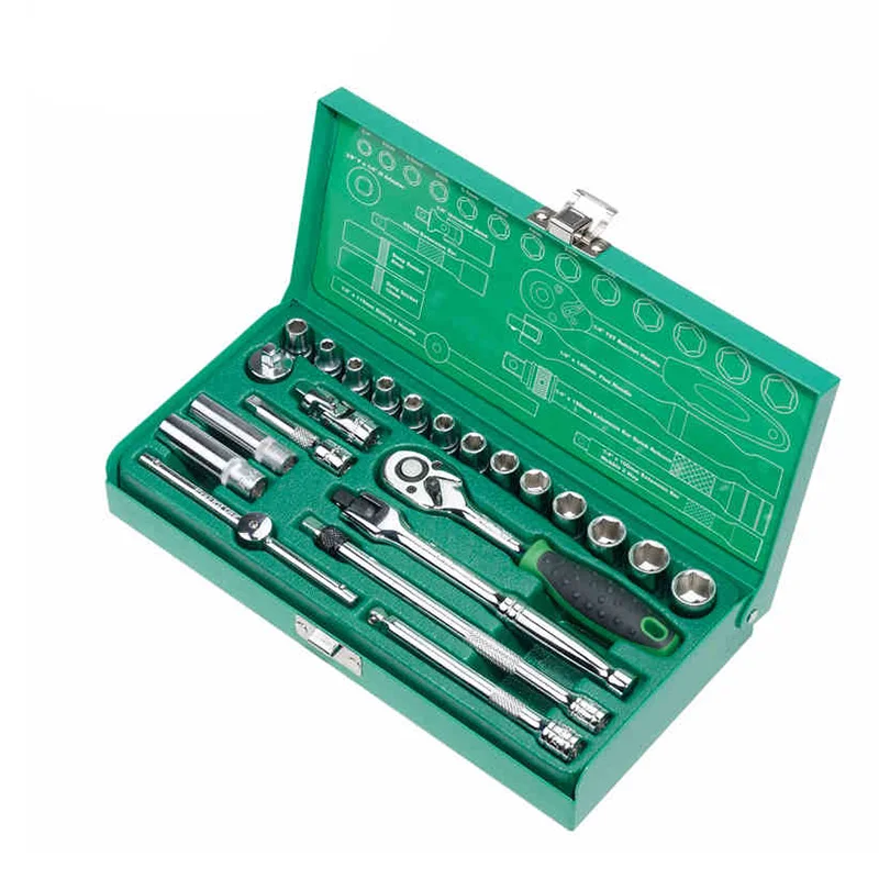 

High Quality Brand SK-22301M 23Pcs 1/4" Driver Socket Tool Set DIN Standard Metal Case Hand Tool Socket Wrench Set