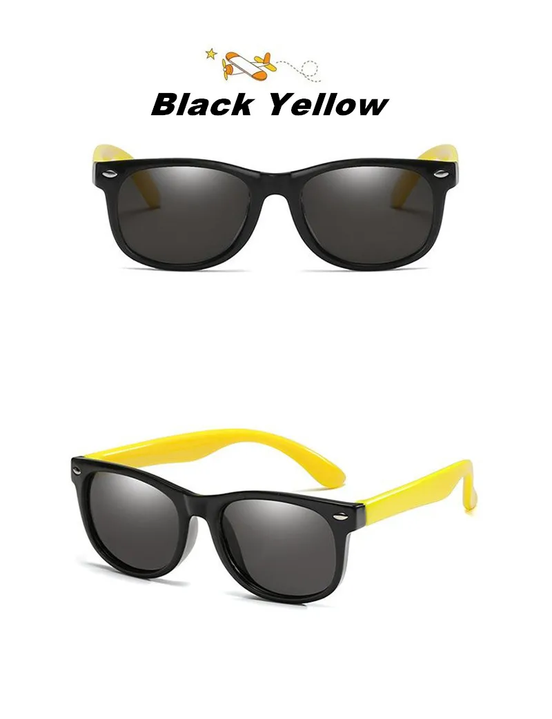 Отбеливающая серия CHUN Дети поляризованные солнцезащитные очки для женщин TR90 для маленьких мальчиков и девочек Солнцезащитные очки силиконовые защитные очки подарок для детей Детские UV400 очки M162 - Цвет линз: Black Yellow