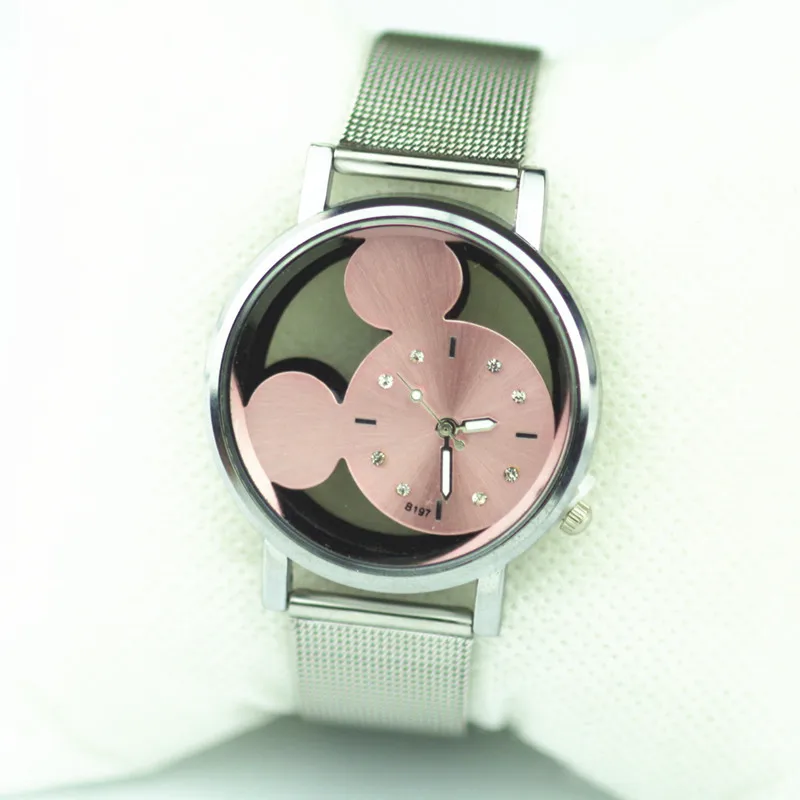 Montre Femme 2018 новый модный Микки Маус женские часы Серебряная металлическая сетка