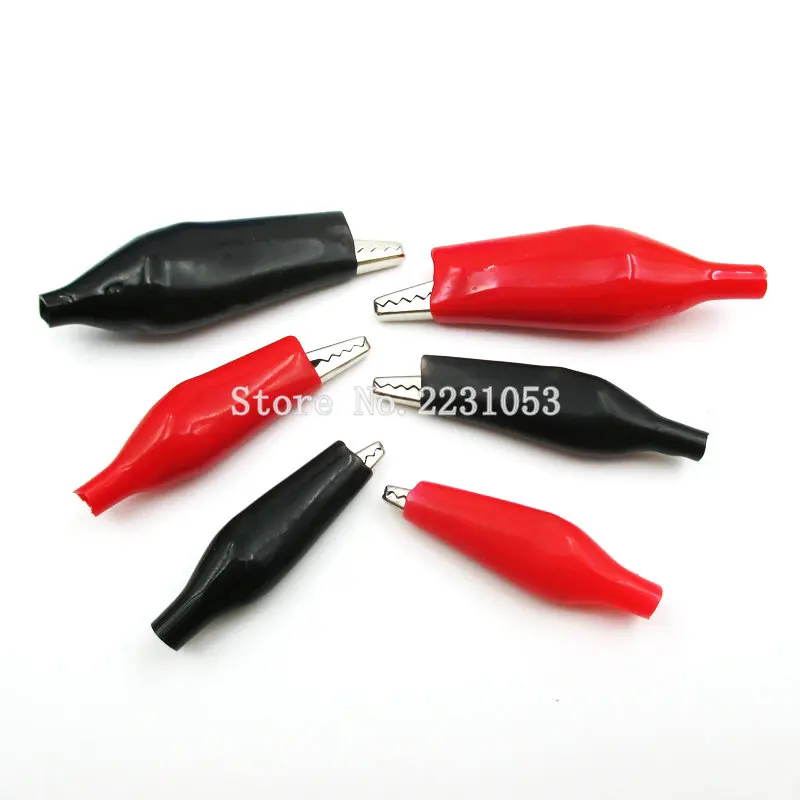 

10PCS/LOT Metal Alligator Clip crocodile electrical Clamp FOR Testing Probe Meter 45MM Black and red Plastic Boot