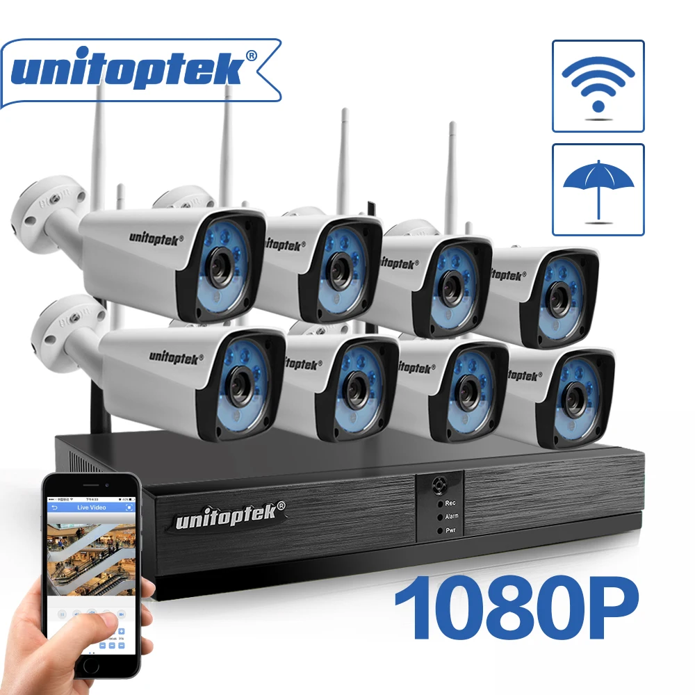 8CH H.265 CCTV система беспроводной 1080P NVR комплект 8 шт. 2MP ИК Открытый P2P WIFI IP камера