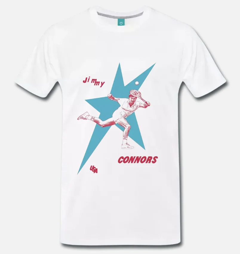 

T-SHIRT JIMMY CONNORS USA CAMPIONE TENNIS ANNI 80 1 S-M-L-XL-2XL-3XL