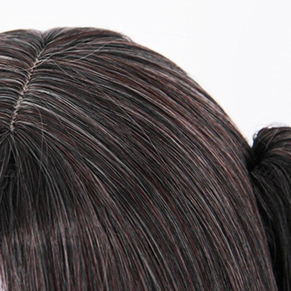 Лолита 80 см длинные черные смешанные коричневые волнистые челки аниме ежедневно синтетические волосы косплей полный парик+ 60 см хвосты H762370