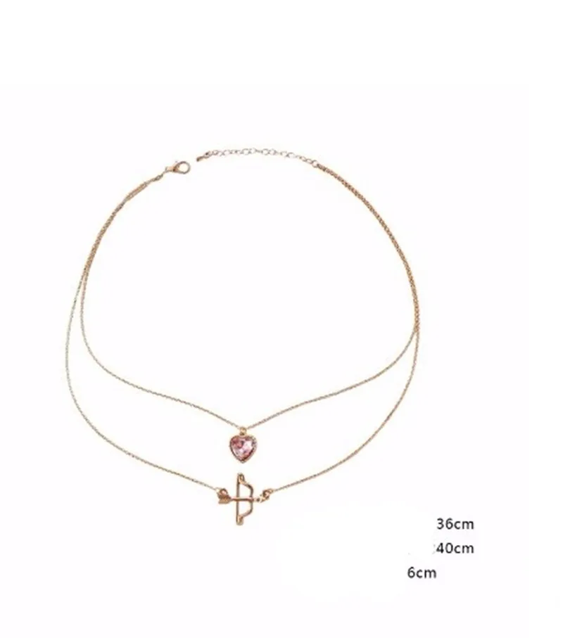 Модный браслет геометрический ЛЮБОВЬ Стекло ожерелье из двойной цепи ключицы