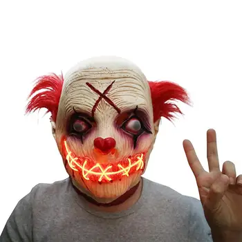 

Halloween Mask LED Glowing Clown Mask Latex Headgear Halloween Horror Props Scary Mask