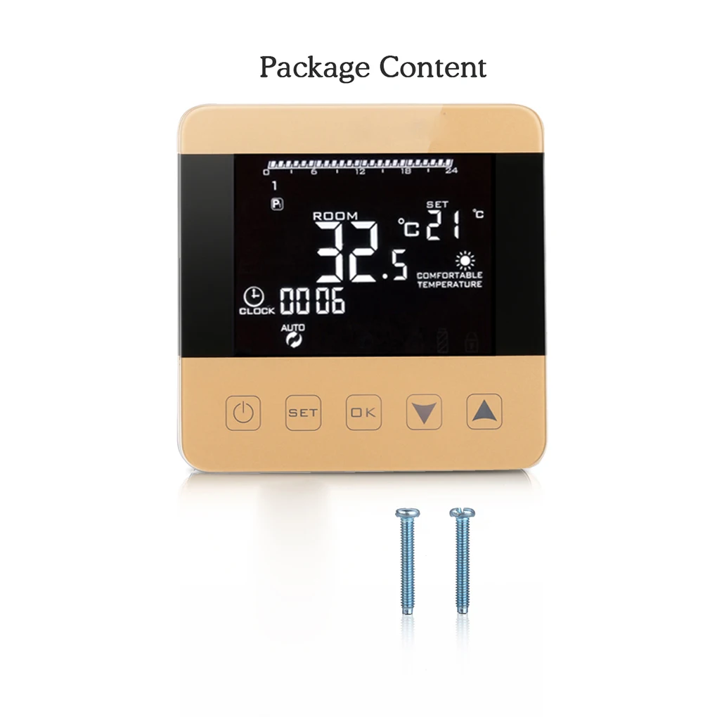 

Digital Water Floor Heating Thermostat Programmable Room Temperature Controller LCD Display 3A Touchscreen Thermostat
