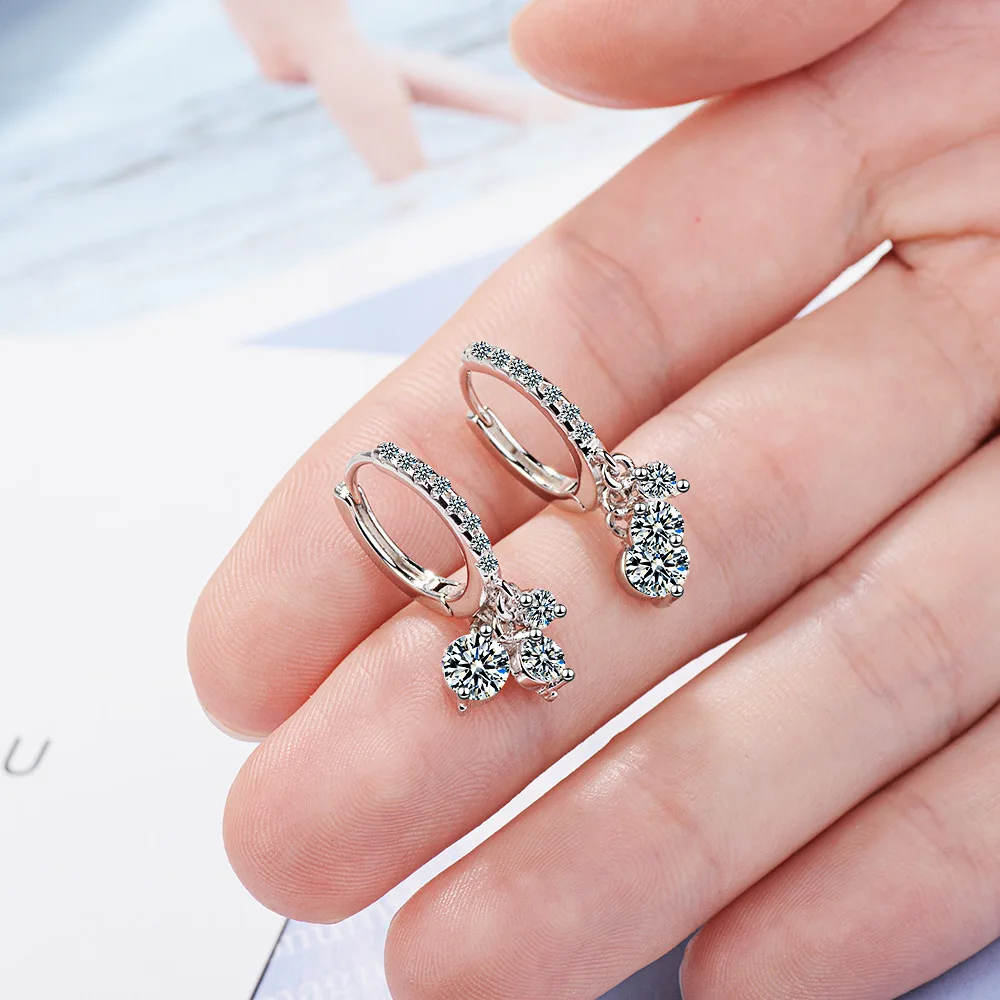 Серьги-кольца из стерлингового серебра 925 пробы, роскошные серьги с кристаллами для женщин, новая корейская мода, ювелирные изделия для ушей, Oorbellen