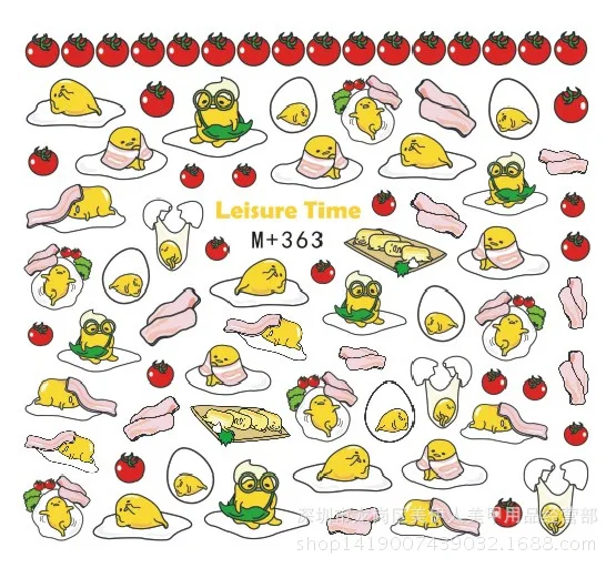 

4 Lote 8*9cm Gudetama pegatina 8 estilos de dibujos animados japoneses estrella marca de agua tatuaje modelo etiqueta d22