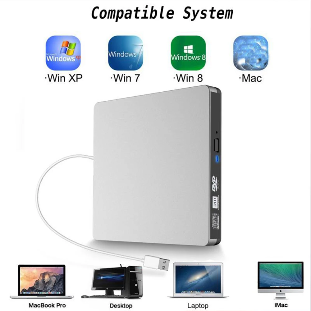 

USB 3.0 External Optical Reader CD-RW Recorder DVD Drive Portable Player Burner