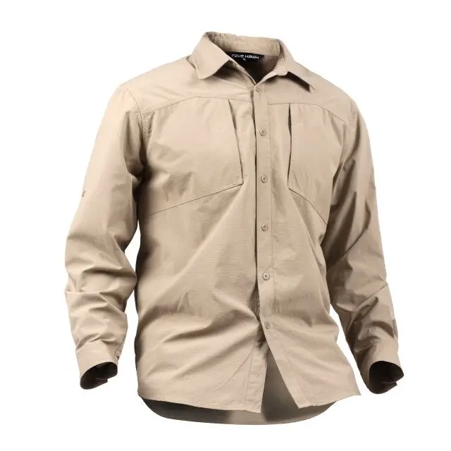 Тактическая Экипировка быстросохнущая рубашка в стиле милитари для мужчин дышащие мягкие эластичные новые тканевые рубашки с длинным рукавом тянется армейская рубашка - Цвет: khaki
