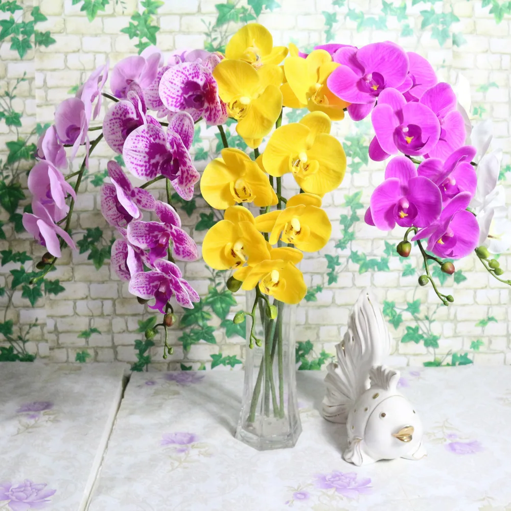 shine-sasha-9-Heads-95cm-artificial-flower-Phalaenopsis-latex-silicon-real-touch-big-orchid-orchidee-white