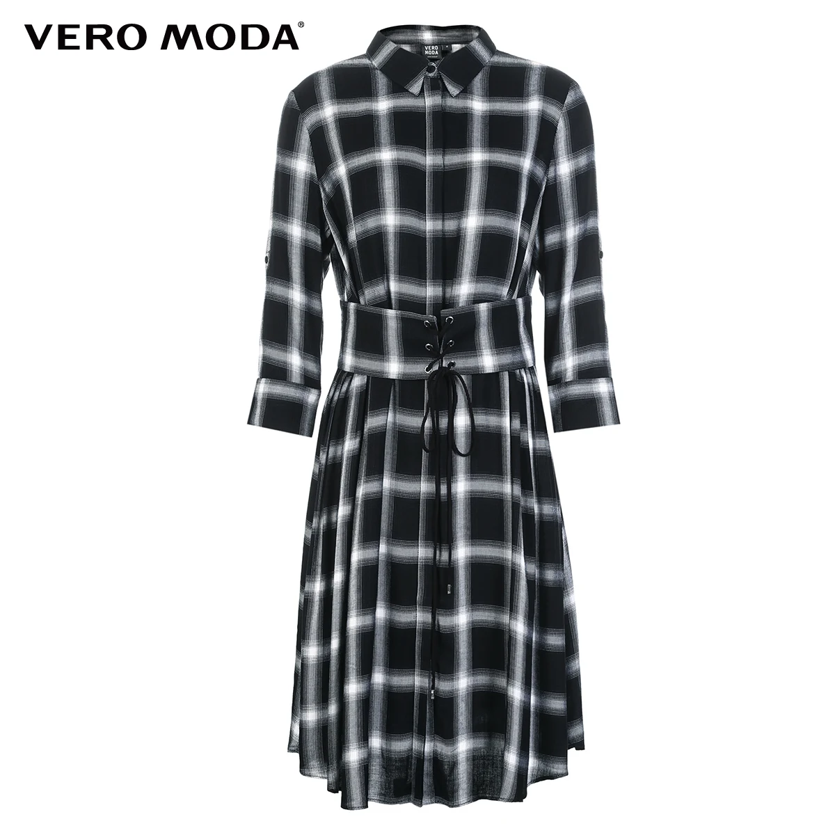 Vero Moda Новое Женское Платье-рубашка в клетку с декоративным поясом на талии | 3184SZ507