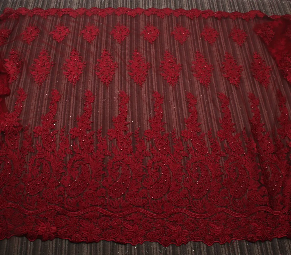 Нигерийская кружевная ткань Золотой Французский Тюль кружевная ткань с бисером африканская сетчатая ткань с вышивкой для женского платья GD539B-9