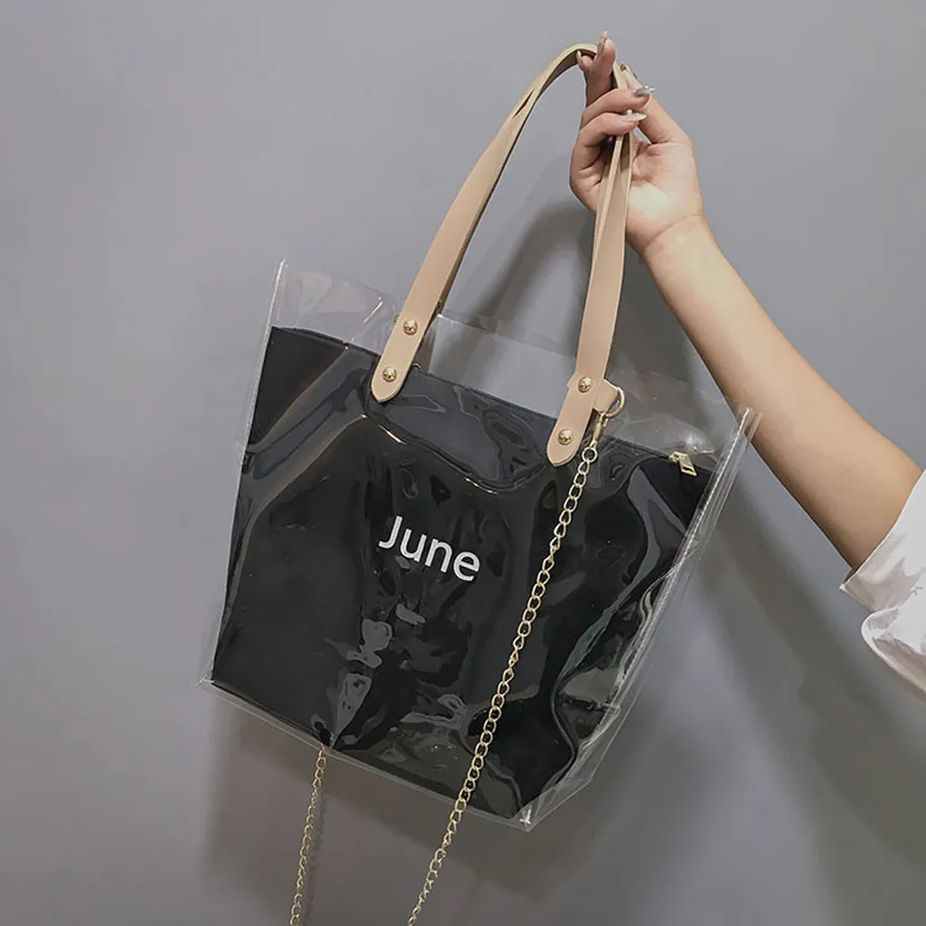 

2019 New Women's Fashion Wave Point Transparent Shoulder Bag Fruit Grain Crossbody Bag Lady Transparent Jelly Pack