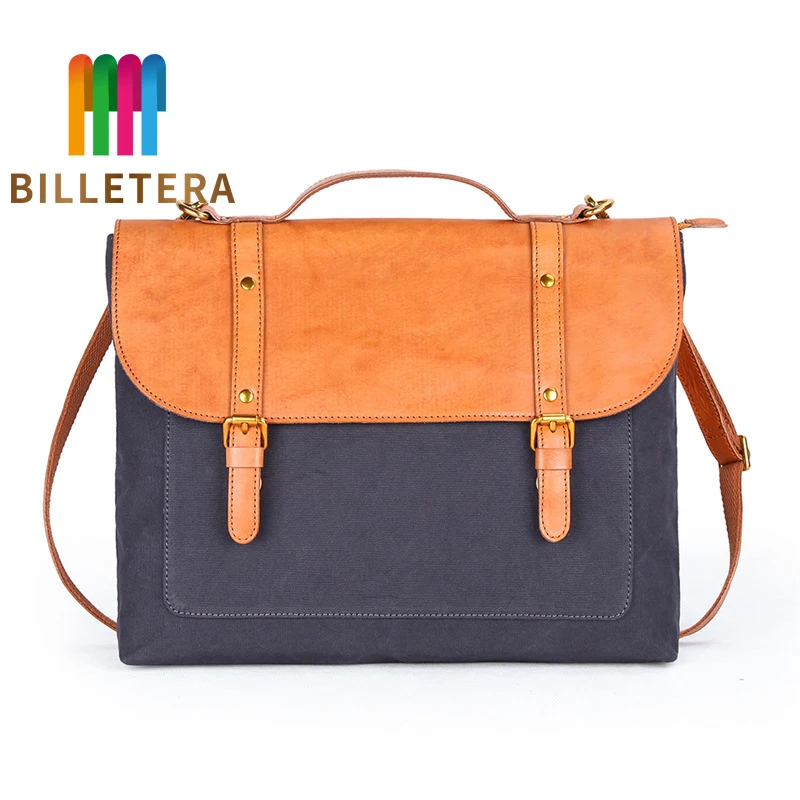 

BILLETERA Men's Canvas Crossbody Bags Casual Fashion Wear Resistant HandBags 14 inch High Capacity Messenger Bags