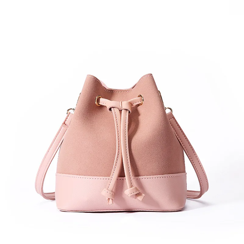 

2018 New Fashion of Bucket Bag for Women Simplified PU Lady Handbag Summer Scrub Shoulder Bags Large Capacity Crossbody Bags