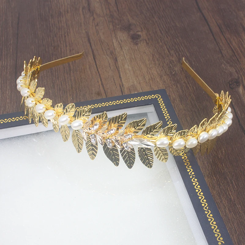FirstStar барокко металлическая головная повязка с золотыми листьями листья головной убор Тиара на голову для женщин лоб украшения для волос Свадебные аксессуары
