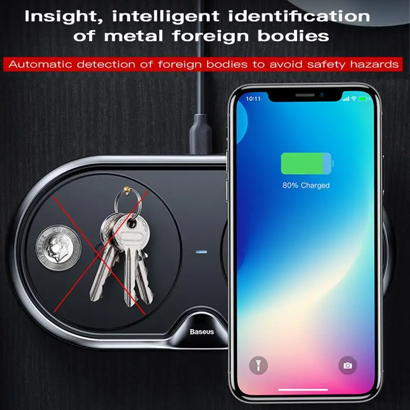 Дешево Baseus 10 Вт Dual 2 в 1 QI Беспроводное зарядное устройство для iPhone Xs Max X samsung S10 S9 S8 Xiaomi Mi 9 Быстрая Беспроводная зарядка зарядное устройство