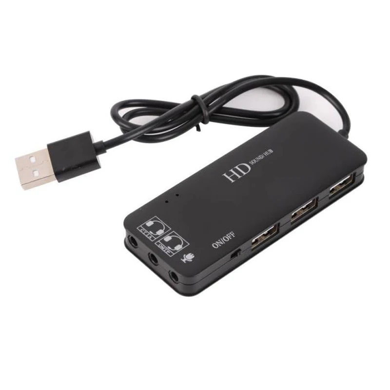 Новые 3-Порты и разъёмы USB2.0 концентратор с Enternal Стерео Звуковой адаптер карт и 2 Порты 3,5 мм Micphone Домкраты& наушники, аудио разъем Лидер продаж