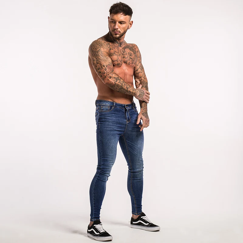 Gingtto Blue Jeans Slim Fit Super Skinny Jeans For Men Street Wear Hio Hop Ankle Tight Cut Closely To Body Big Size Stretch zm05 Gingtto Blue Jeans Slim Fit Super Skinny Jeans For Men Street Wear Hio Hop Ankle Tight Cut Closely To Body Big Size Stretch zm05