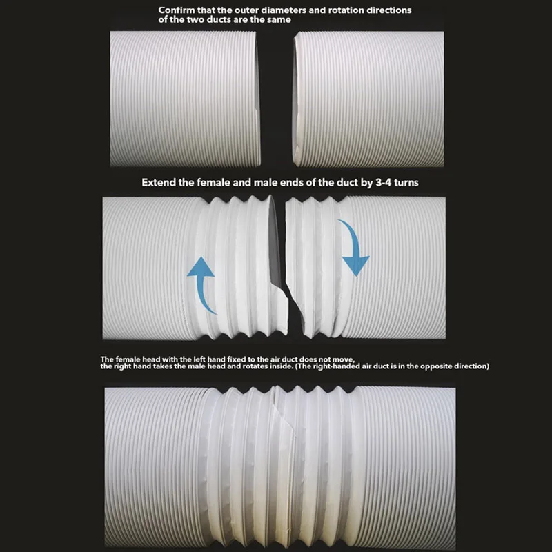 13 см/15 см Diam Универсальные выхлопные трубы кондиционера шланг выхлопа регулируемый по часовой стрелке/против часовой стрелки удлинительная труба