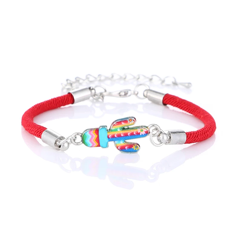Lucky Red Rope кактус девушка браслет Мульти Стиль женский летний с подвеской