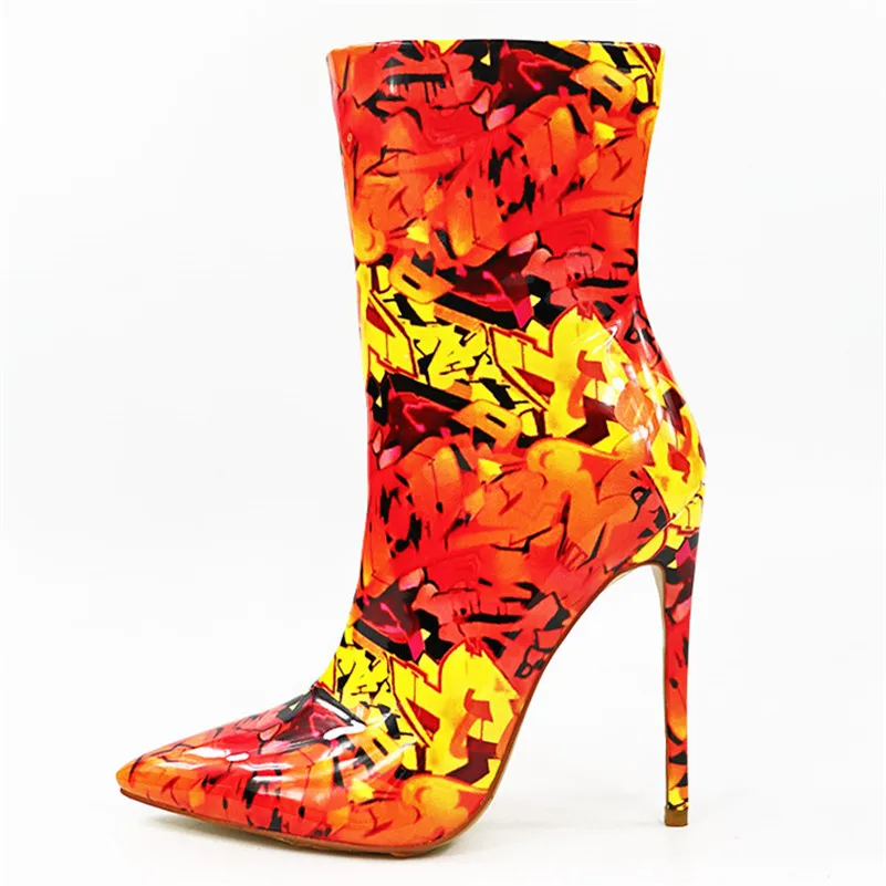 FEDONAS Euro Style Women Mixed Colors Pointed Toe Thin High Heels Ankle Boots Spring Autumn Fashion Sexy Party Basic Shoes Woman - Цвет: Красный