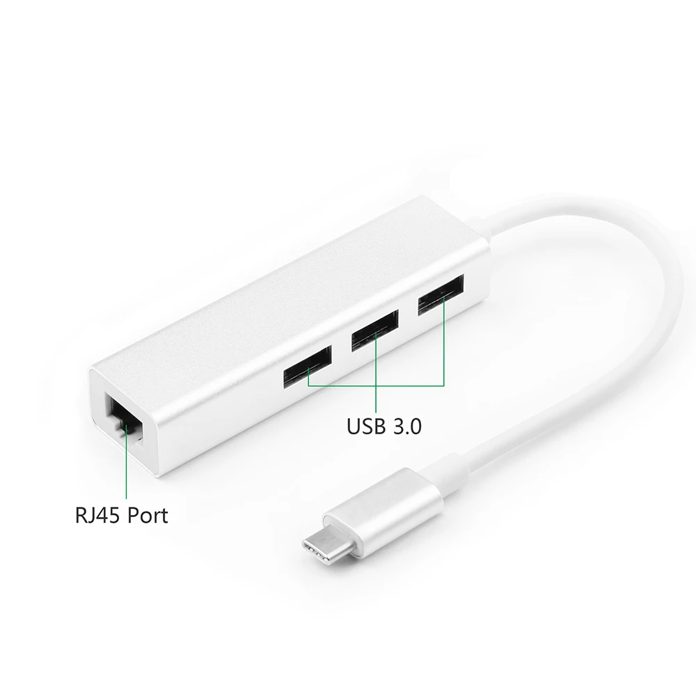 USB C на 3 порта USB разветвитель 3,0 концентратор type C Thunderbolt 3 для RJ45 100 Мбит/с Ethernet адаптер для Macbook Pro 13 15 16 дюймов