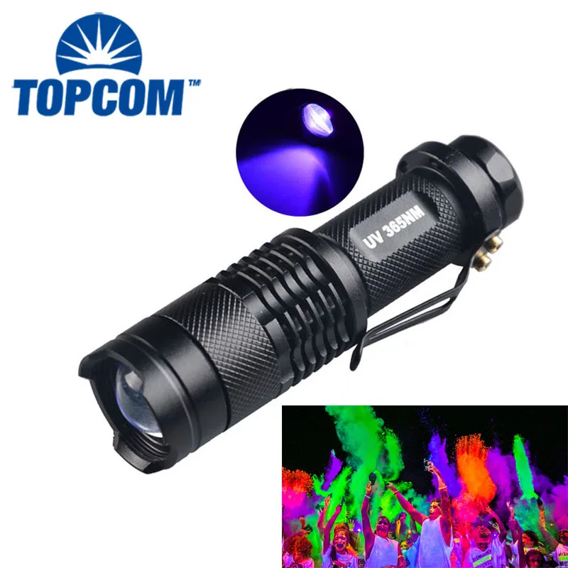 

TopCom UV 365nm 395nm Purple Light White Light Mini Flashlight Fingerprint detection Cosmetic Fluorescence Detection