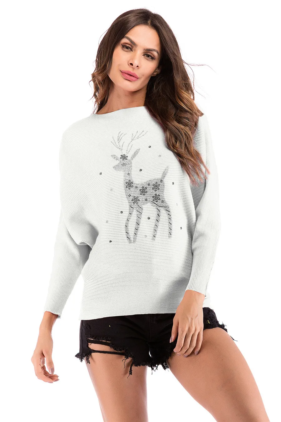 Gladiolus 2018 Autumn Winter Sweater Women Long Sleeve Rhinestone Pattern Slim Knitted Christmas Sweater Women Jumpers Pullover (59)