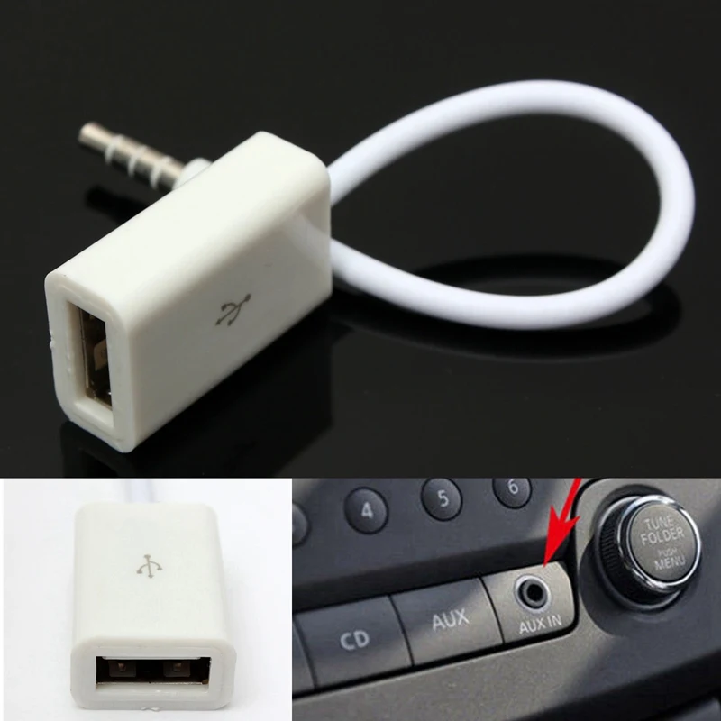 Автомобильный MP3 AUX 3 5 мм штекер аудио разъем к гнезду USB 2 0 преобразователь