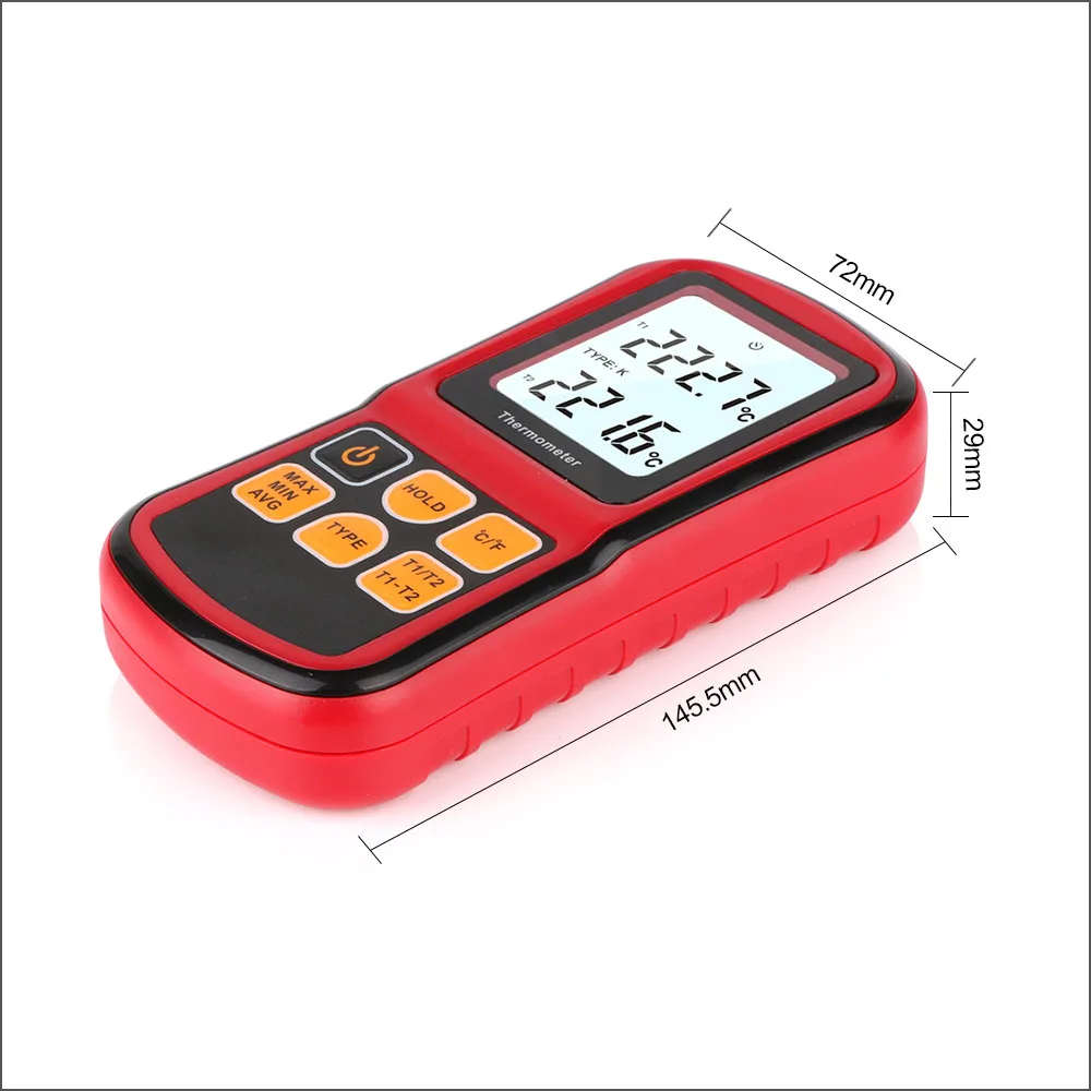 RZ Профессиональный термометр цифровой измерительный инструмент ручной температурный Тестер Температура метр с 2 шт термопары GM1312