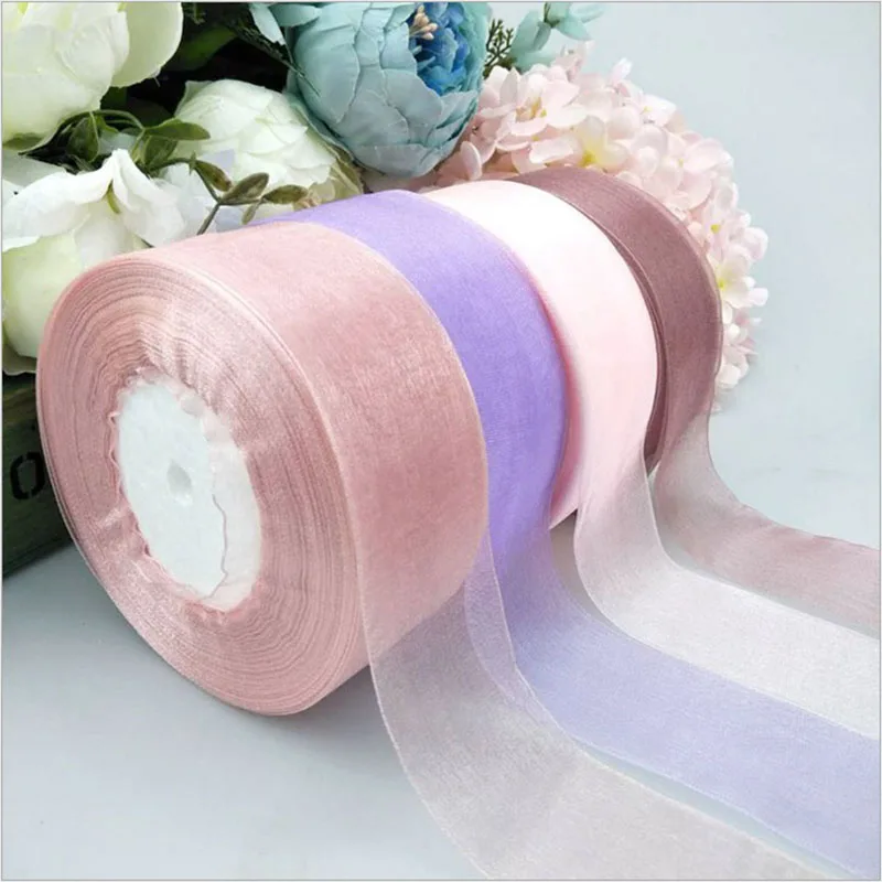 Buy 1P 4cm x 45m Solid Color Organza Tulle Ribbons
