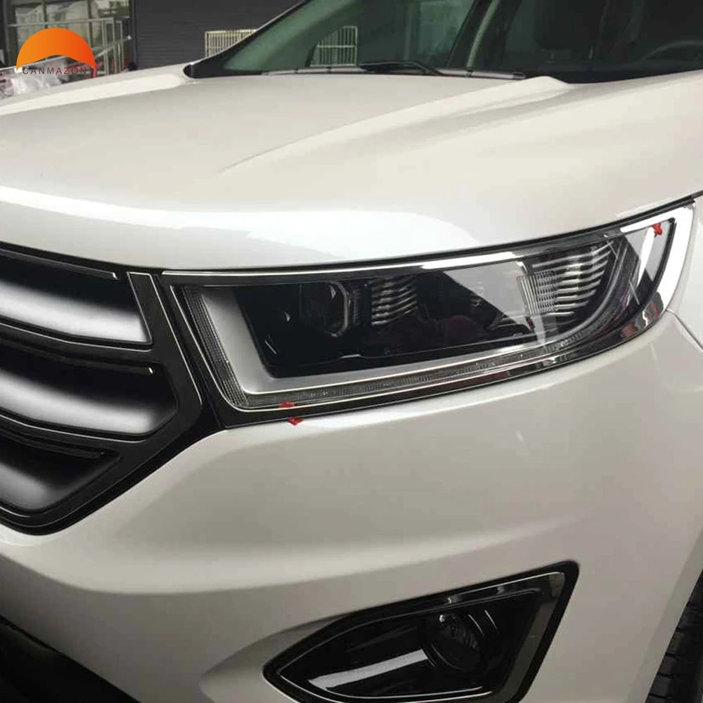For Ford Edge 2015 High Quality ABS Chrome Exterior Front Up Headlight Lamp Hoods Cover Frame Trims Auto Parts Accessories 2pcs For Ford Edge 2015 High Quality ABS Chrome Exterior Front Up Headlight Lamp Hoods Cover Frame Trims Auto Parts Accessories 2pcs