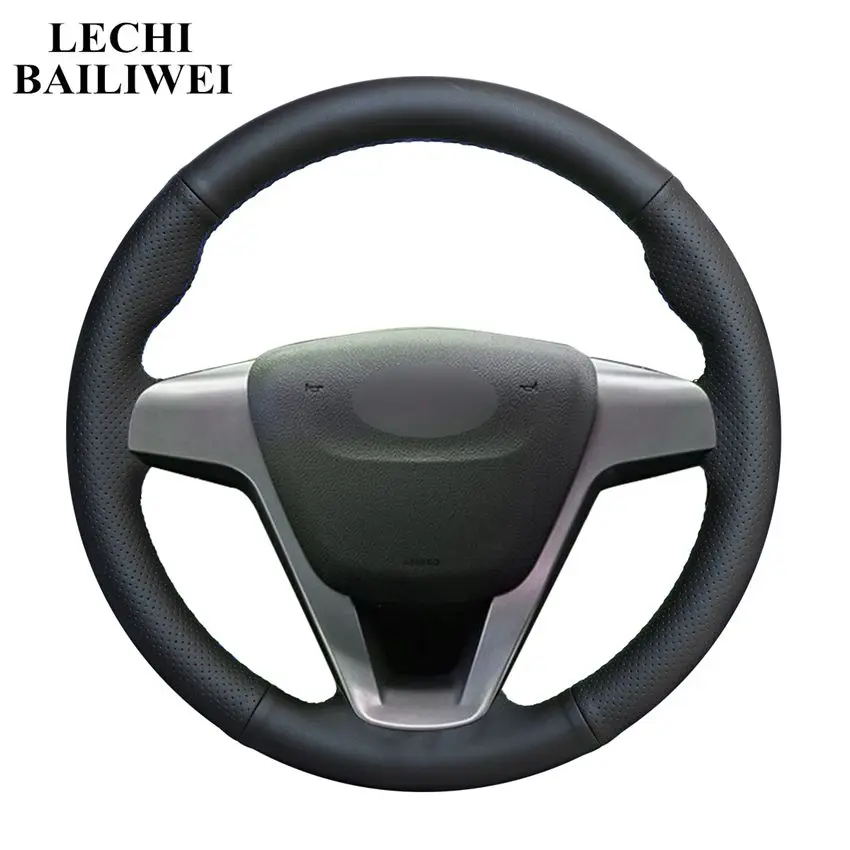 

Hand-stitched Black Artificial Leather Car Steering Wheel Cover for Lada Vesta 2015 2016 2017 2018 2019 Xray 2015-2019