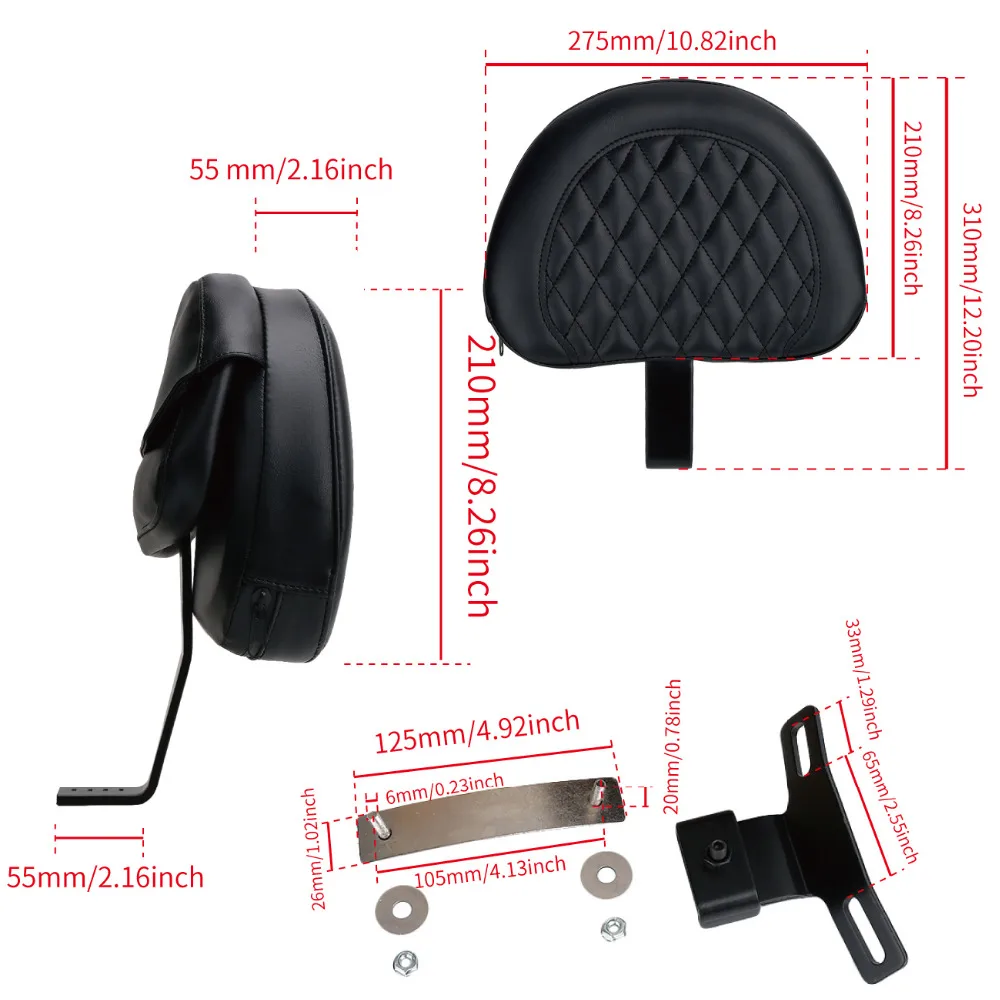 

Motorcycle Parts Detachable Adjustable Plug-in Driver Rider Backrest Pad Kit for Harley Fatboy Fat boy Softail 2007-2017 #MBJ121
