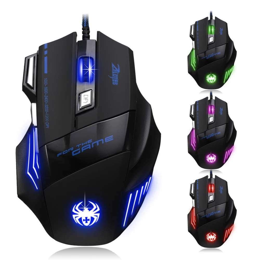 ZELOTES T 80 игровая мышь 7200 точек/дюйм подсветка многоцветная светодиодная