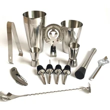 13 Unids Acero Inoxidable Coctelera Mixer Camarero de la Bebida Bares Kit Set Herramientas del Navegador Bartender Profesional Herramienta