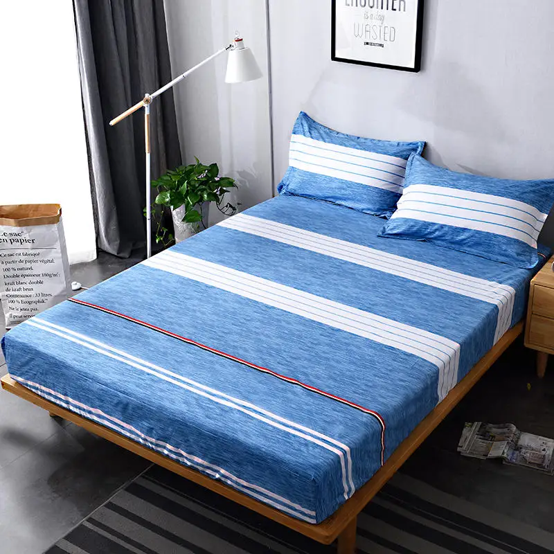 

New Waterproof Stripe Printing Bed Mattress Cover Protector Sheet Air-Permeable Home Textile Mattress Cover Grippers Bed Linen