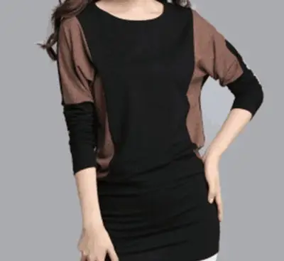 Весенняя новая Корейская версия верхней одежды, длинная свободная женская футболка большого размера с длинными рукавами, Женская Минималистичная футболка TB115 - Цвет: Хаки