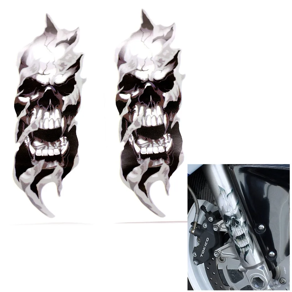 For Harley Davidson Sportster Softail Dyna Electra Glide FORK SKULLS Decals Accessory 7x21.5cm For Harley Davidson Sportster Softail Dyna Electra Glide FORK SKULLS Decals Accessory 7x21.5cm