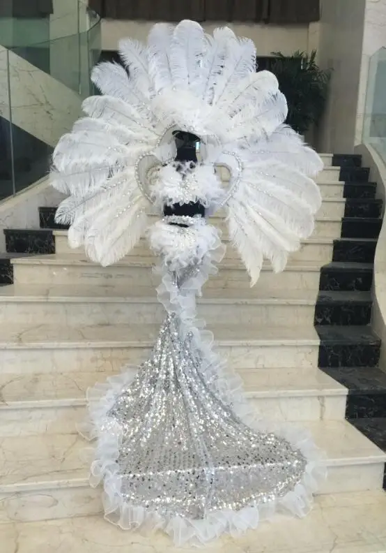 

Men's feather children's clothing catwalk T stage costumes children's stage costumes girl girl model