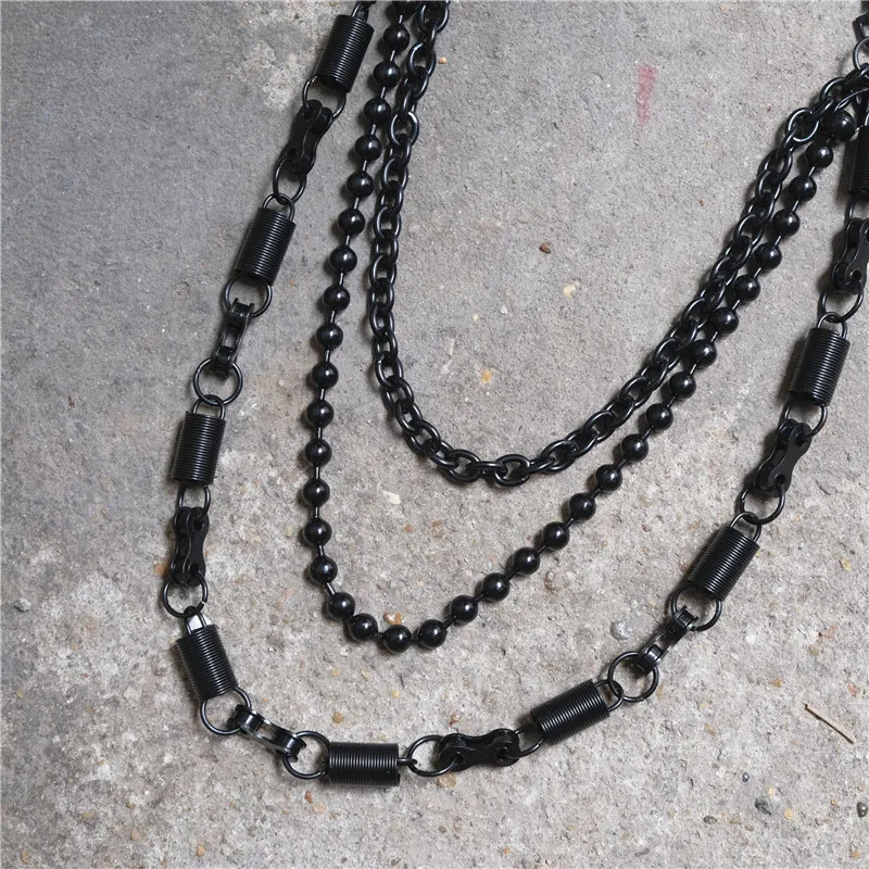 Fashion Punk Hip-hop Trendy Belt Waist Chain 85CM Long Male Pants Round beads Chain Hot Men Jeans Silver Metal Accessories BL08