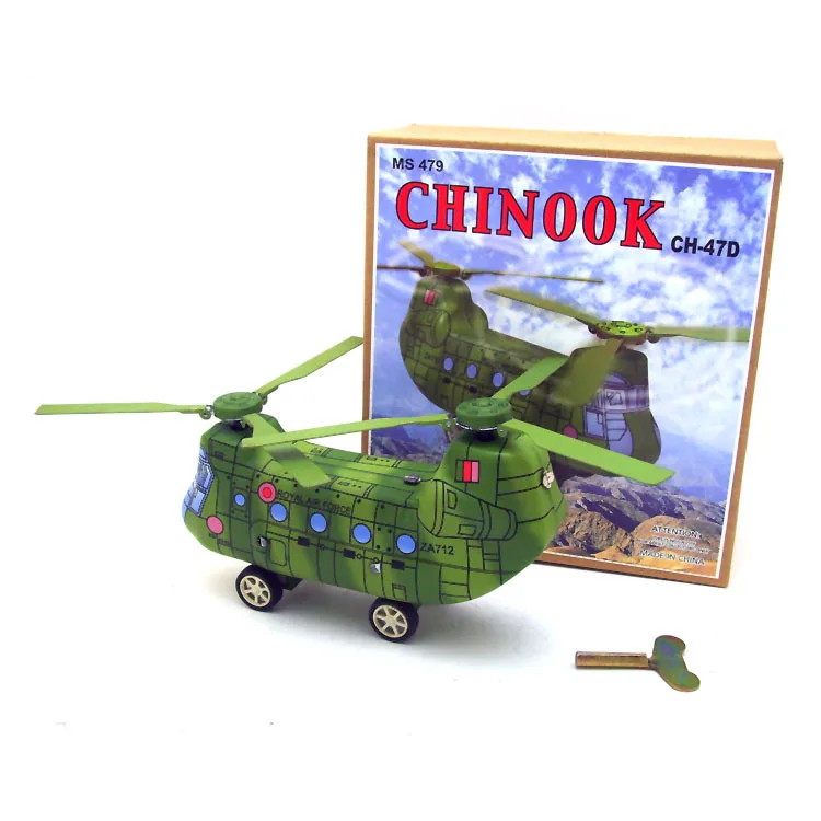 [Забавные] взрослая Коллекция Ретро заводная игрушка металлическая Оловянная Двухвинтовая Военная вертолет транспорт самолет заводная игрушка винтажная игрушка