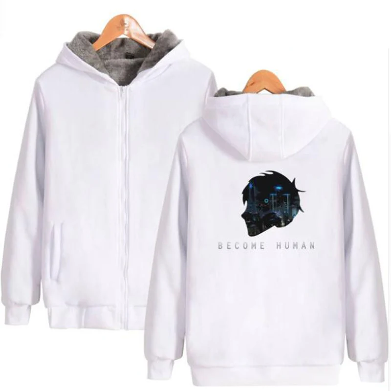 detroit : become human Winter Men Jackets and Coats Street Wear Thick Warm Cardigan Zipper Hooded Sweatshirt Men's Tracksuit