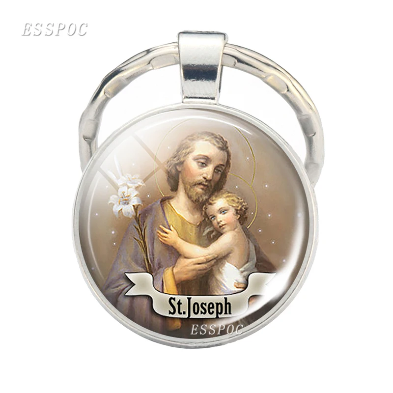 Christian Saint фото стеклянный брелок с кабошоном металлический религиозная Бижутерия