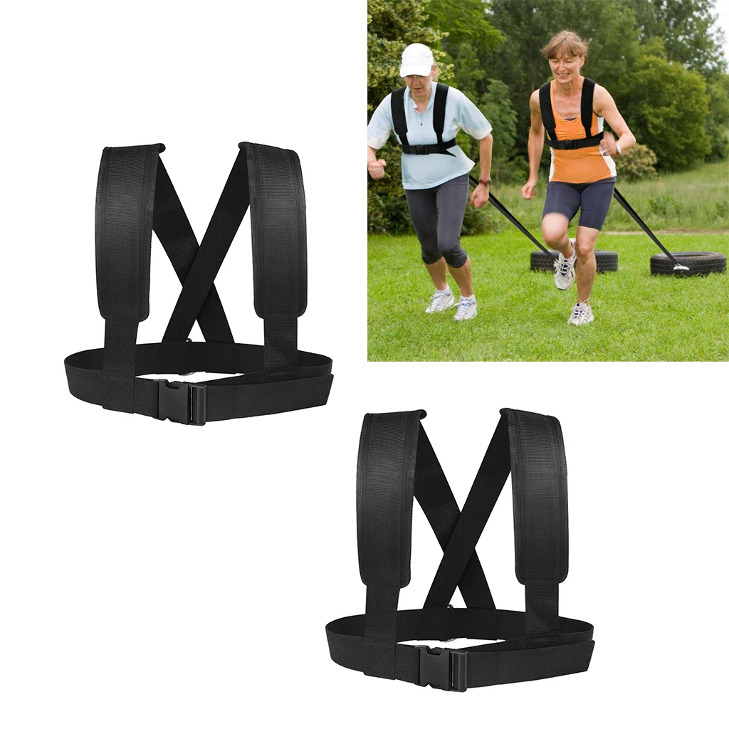 2 Pcs Sled Harness Vest & Tire Pulling Strap Belt for Strength Speed Training Workout Belt Multi Purpose Sturdy