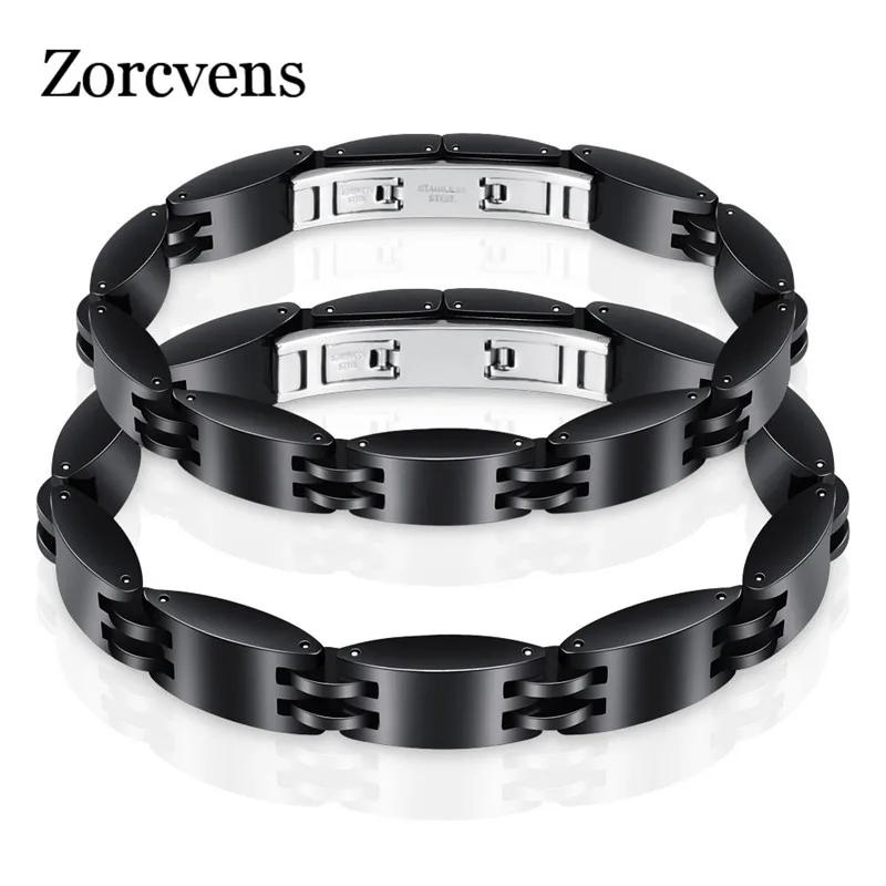 

ZORCVENS Black Ceramic Wedding Bracelet Stainless Steel Bracelets Men Womens Jewelry for Valentine's Day